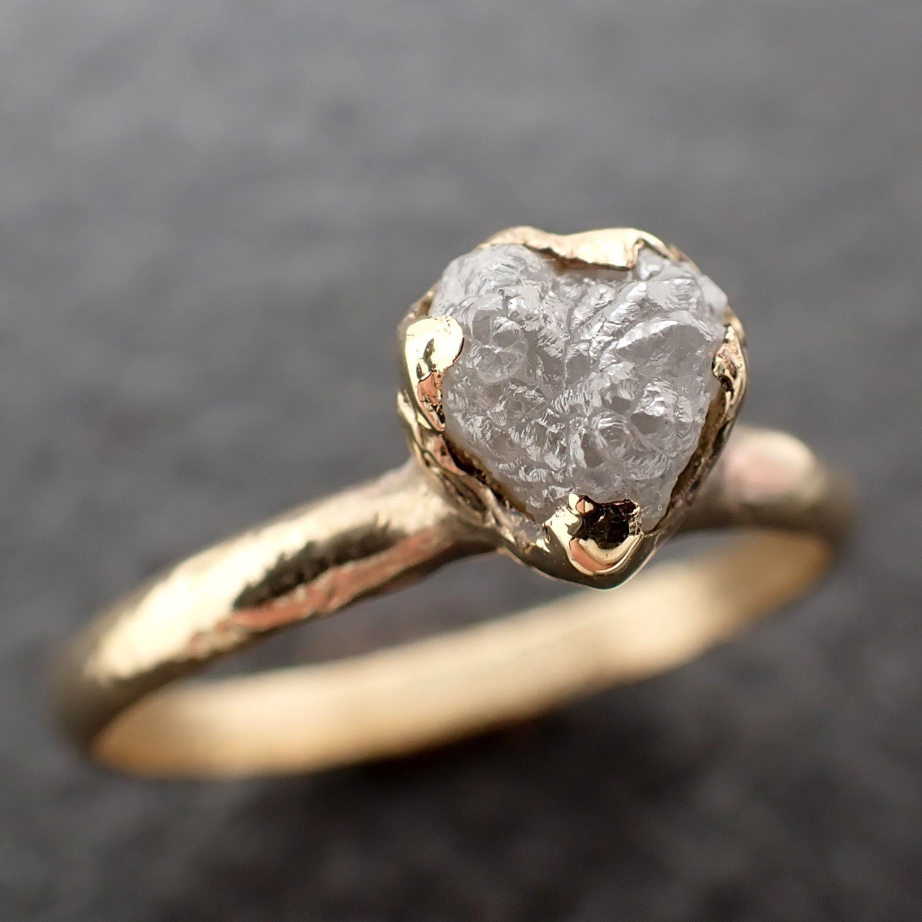 Raw Diamond Engagement Ring Rough Uncut Diamond Solitaire Recycled 14k yellow gold Conflict Free Diamond Wedding Promise 3119