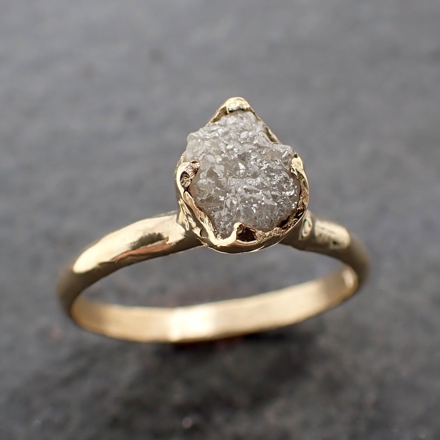 Raw Diamond Engagement Ring Rough Uncut Diamond Solitaire Recycled 14k yellow gold Conflict Free Diamond Wedding Promise 3126