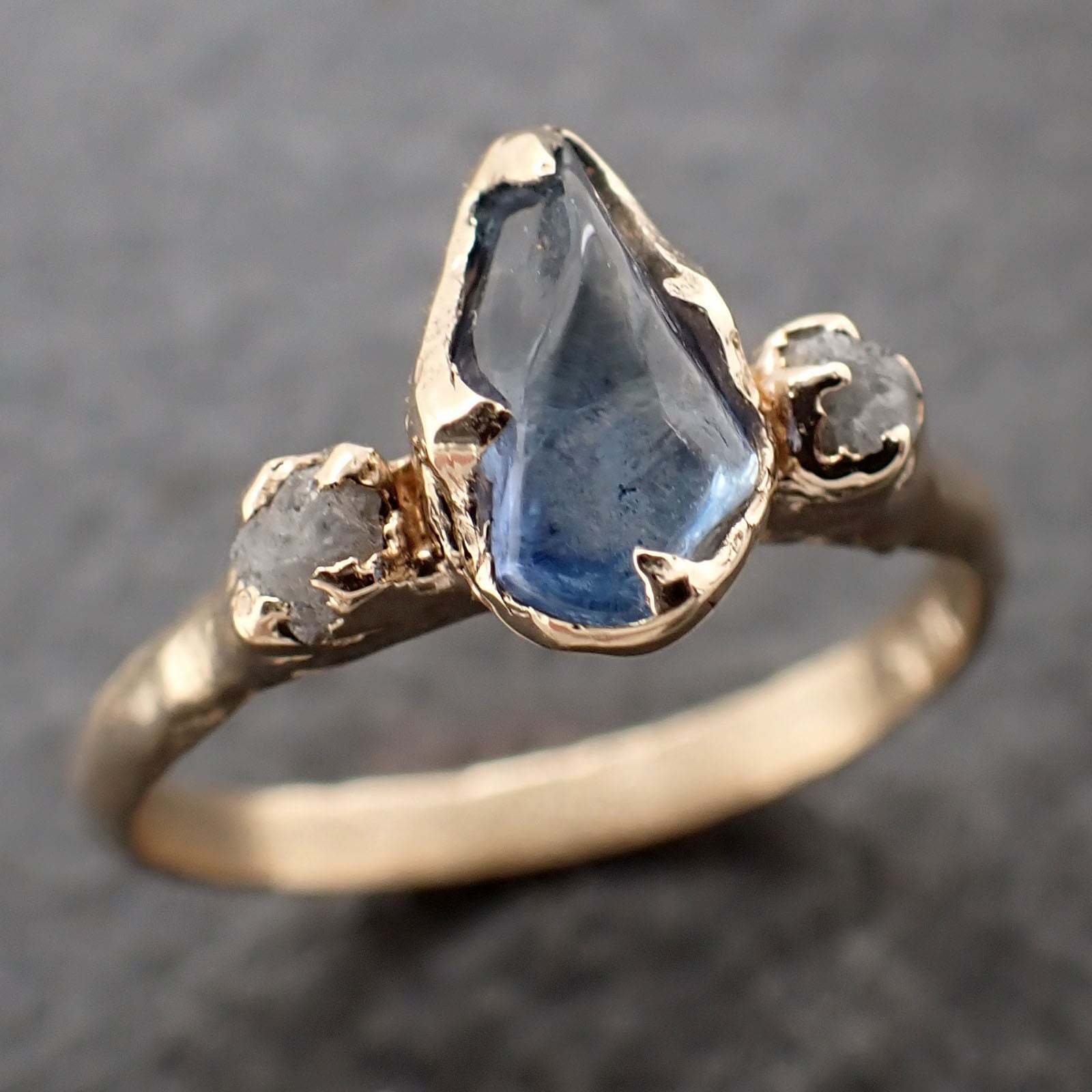 Sapphire Pebble candy purple polished yellow 14k gold multi stone gemstone ring 3146