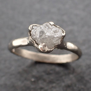 Raw White Diamond Solitaire Engagement Ring 18k White Gold Stacking Rough Diamond byAngeline 3159