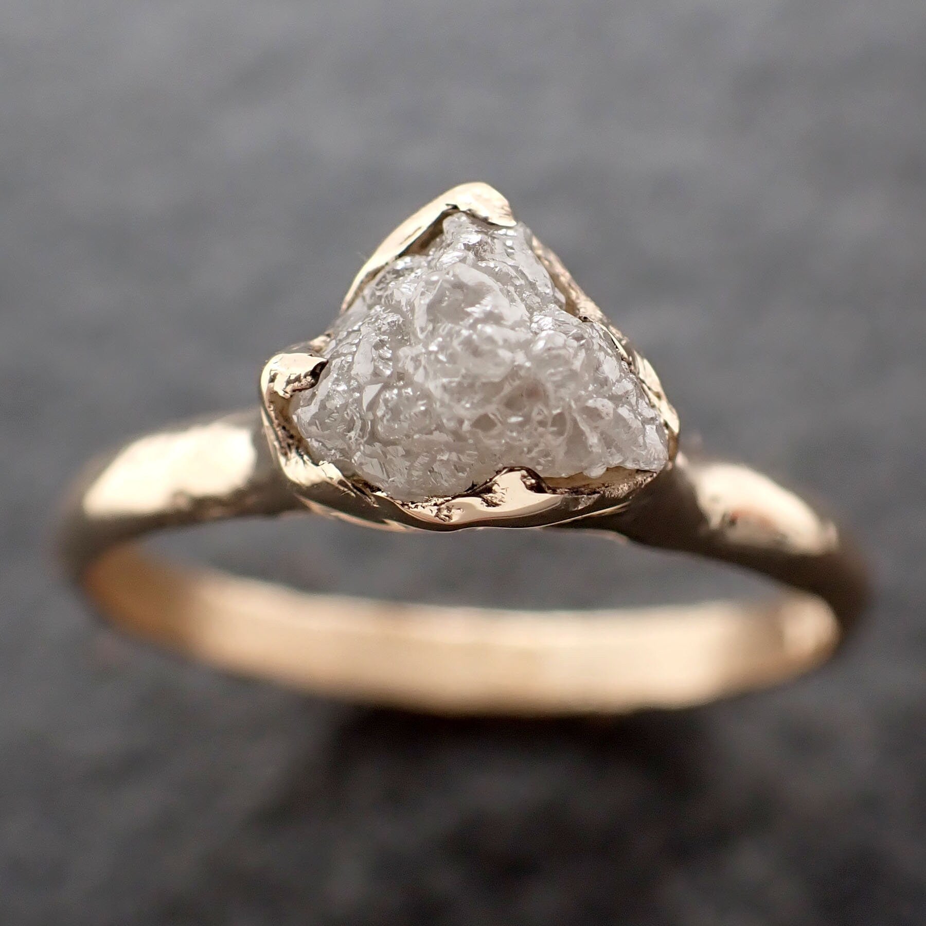 Raw Diamond Engagement Ring Rough Uncut Diamond Solitaire Recycled 14k yellow gold Conflict Free Diamond Wedding Promise 3094