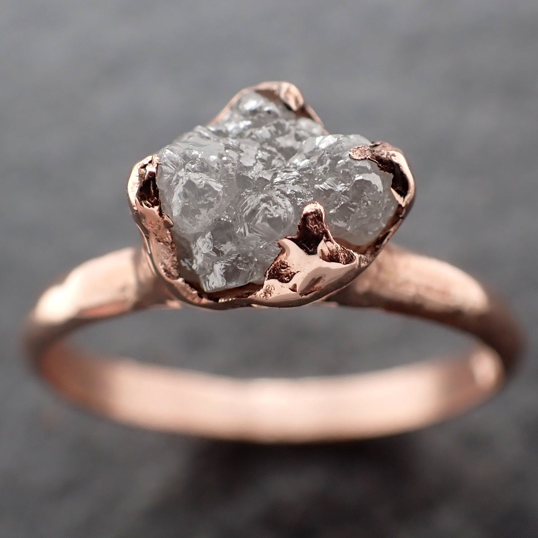 Raw Diamond Engagement Ring Rough Uncut Diamond Solitaire Recycled 14k Rose gold Conflict Free Diamond Wedding Promise 3111