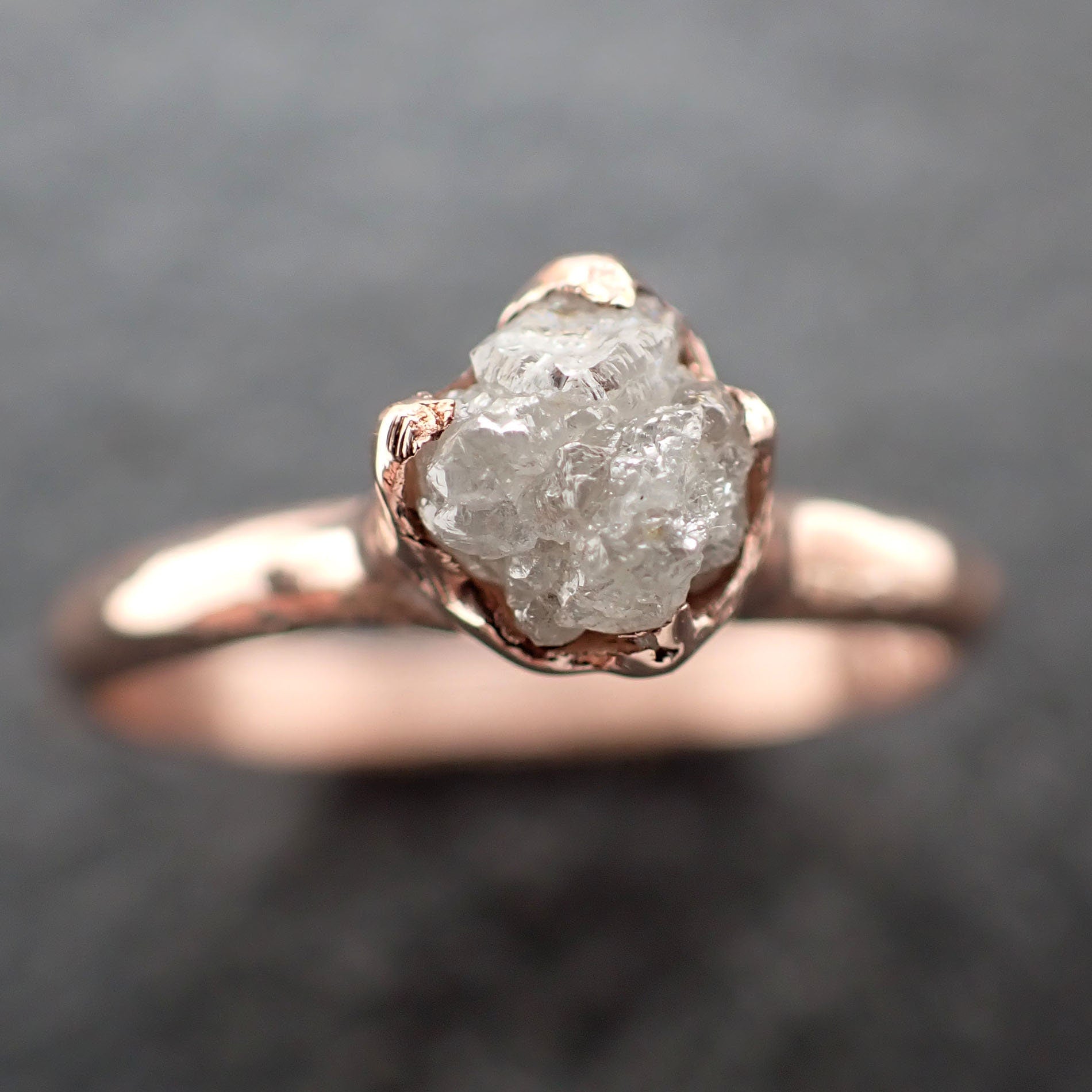 Raw Diamond Engagement Ring Rough Uncut Diamond Solitaire Recycled 14k Rose gold Conflict Free Diamond Wedding Promise 3114