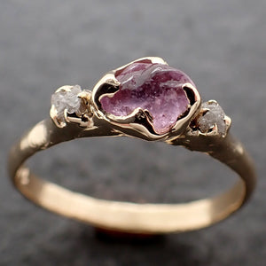 Sapphire Pebble candy yellow 14k gold Multi stone pink polished gemstone ring 3132
