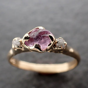 Sapphire Pebble candy yellow 14k gold Multi stone pink polished gemstone ring 3132