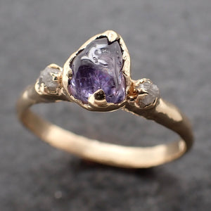 Sapphire Pebble candy purple polished yellow 14k gold multi stone gemstone ring 3145