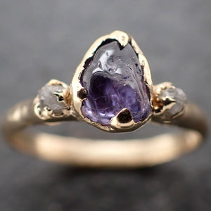 Sapphire Pebble candy purple polished yellow 14k gold multi stone gemstone ring 3145