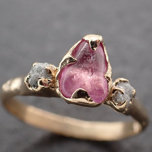 Sapphire Pebble candy purple polished yellow 14k gold multi stone gemstone ring 3156