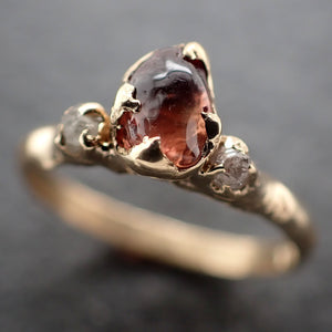 tumbled red Sapphire yellow 14k gold Multi stone polished gemstone ring 3164