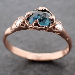 Fancy cut Montana blue Sapphire Rose gold Multi stone Ring Gold Gemstone Engagement Ring 3082