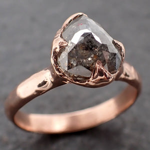 Fancy cut Salt and pepper Solitaire Diamond Engagement 14k Rose Gold Wedding Ring byAngeline 3184