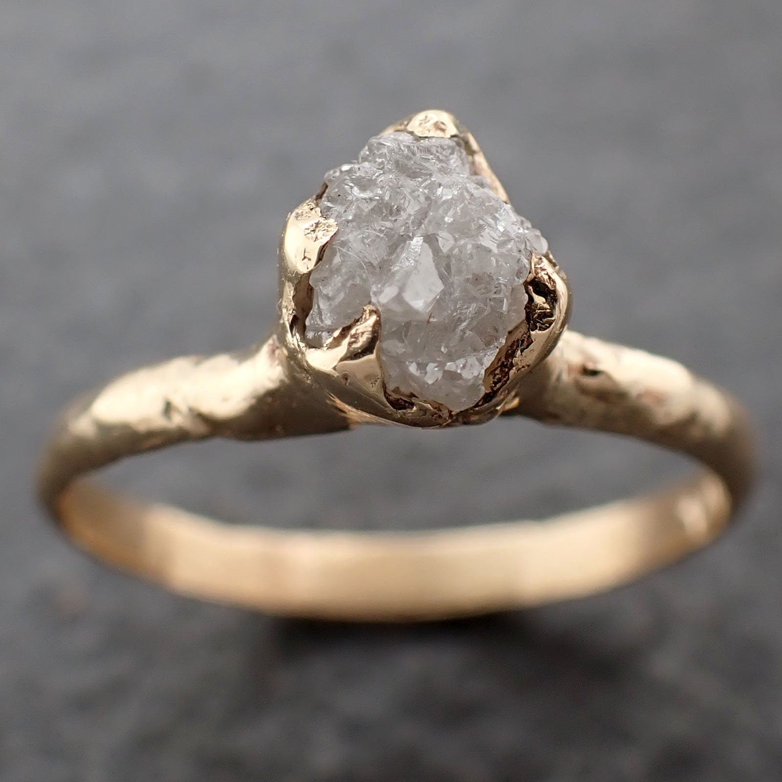 Raw Diamond Engagement Ring Rough Uncut Diamond Solitaire Recycled 14k yellow gold Conflict Free Diamond Wedding Promise 3188