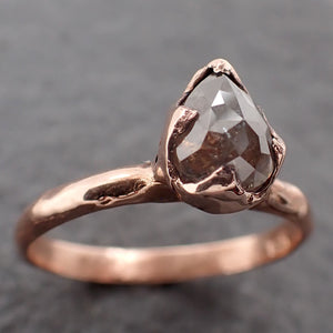 Faceted Fancy cut Salt and Pepper Diamond Solitaire Engagement 14k Rose Gold Wedding Ring byAngeline 3191