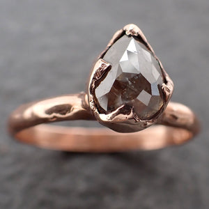 Faceted Fancy cut Salt and Pepper Diamond Solitaire Engagement 14k Rose Gold Wedding Ring byAngeline 3191