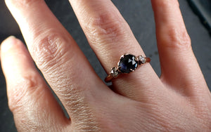 Fancy cut Montana blue Sapphire Rose gold Multi stone Ring Gold Gemstone Engagement Ring 3193