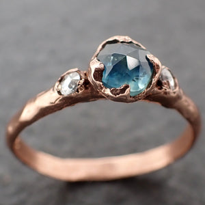 Fancy cut Montana blue Sapphire Rose gold Multi stone Ring Gold Gemstone Engagement Ring 3194