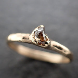 Fancy Cut Half Moon champagne Diamond Solitaire Engagement 14k Gold Wedding Ring byAngeline 3198