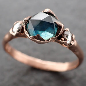 Fancy cut Montana blue Sapphire Rose gold Multi stone Ring Gold Gemstone Engagement Ring 3192