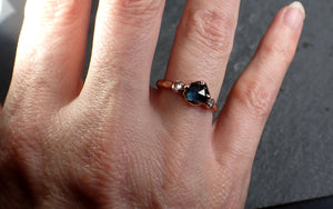 Fancy cut Montana blue Sapphire Rose gold Multi stone Ring Gold Gemstone Engagement Ring 3192