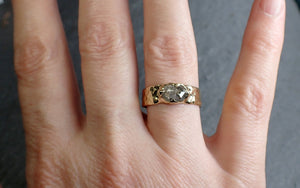 Fancy cut salt and pepper Diamond Solitaire Engagement 14k yellow Gold Cigar Ring Cocktail Ring byAngeline 3220