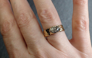 Fancy cut salt and pepper Diamond Solitaire Engagement 14k yellow Gold Cigar Ring Cocktail Ring byAngeline 3220