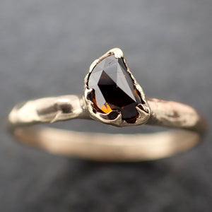 Fancy cut Cognac half moon Diamond Solitaire Engagement 14k Yellow Gold Wedding Ring Diamond Ring byAngeline 3199