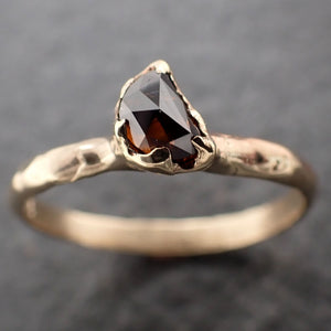Fancy cut Cognac half moon Diamond Solitaire Engagement 14k Yellow Gold Wedding Ring Diamond Ring byAngeline 3199