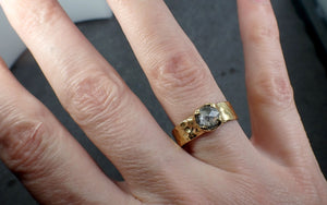 Fancy cut Salt and pepper Diamond Solitaire Engagement 18k yellow Gold Cigar Ring Cocktail Ring byAngeline 3224
