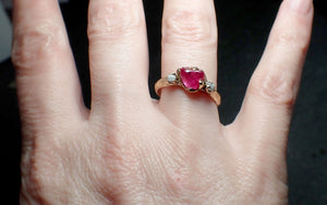 Pink Sapphire tumbled 14k yellow gold Multi stone polished gemstone ring 3231