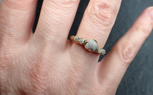 Raw Diamond Yellow 18k gold multi stone Engagement Wedding Rough Diamond Ring 3234