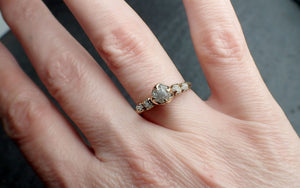 Raw Diamond Yellow 14k gold multi stone Engagement Wedding Rough Diamond Ring 3235