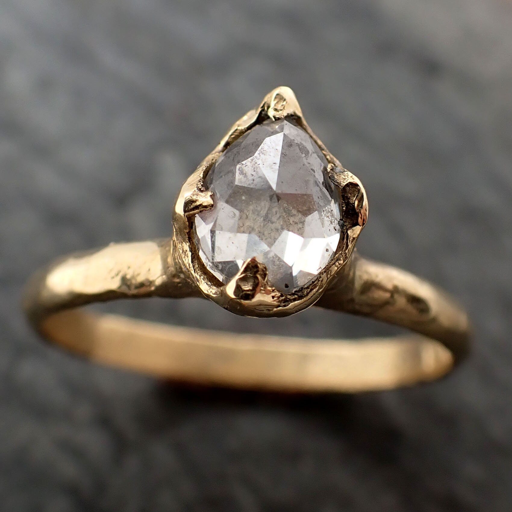 Fancy cut white Diamond Solitaire Engagement yellow 18k Gold Wedding Ring byAngeline 3238