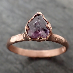 Sapphire tumbled 14k yellow gold Solitaire purple polished gemstone ring 3244