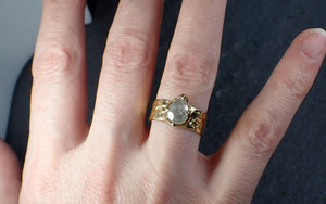 Fancy cut white Diamond Solitaire Engagement 18k yellow Gold Cigar Ring Cocktail Ring byAngeline 3221