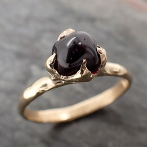 Garnet tumbled red wine 14k gold Solitaire gemstone ring 3265