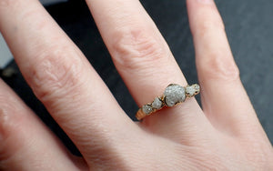 Raw Diamond Yellow 18k gold multi stone Engagement Wedding Rough Diamond Ring 3234