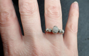 Raw Diamond White 14k gold multi stone Engagement Wedding Rough Diamond Ring 3236