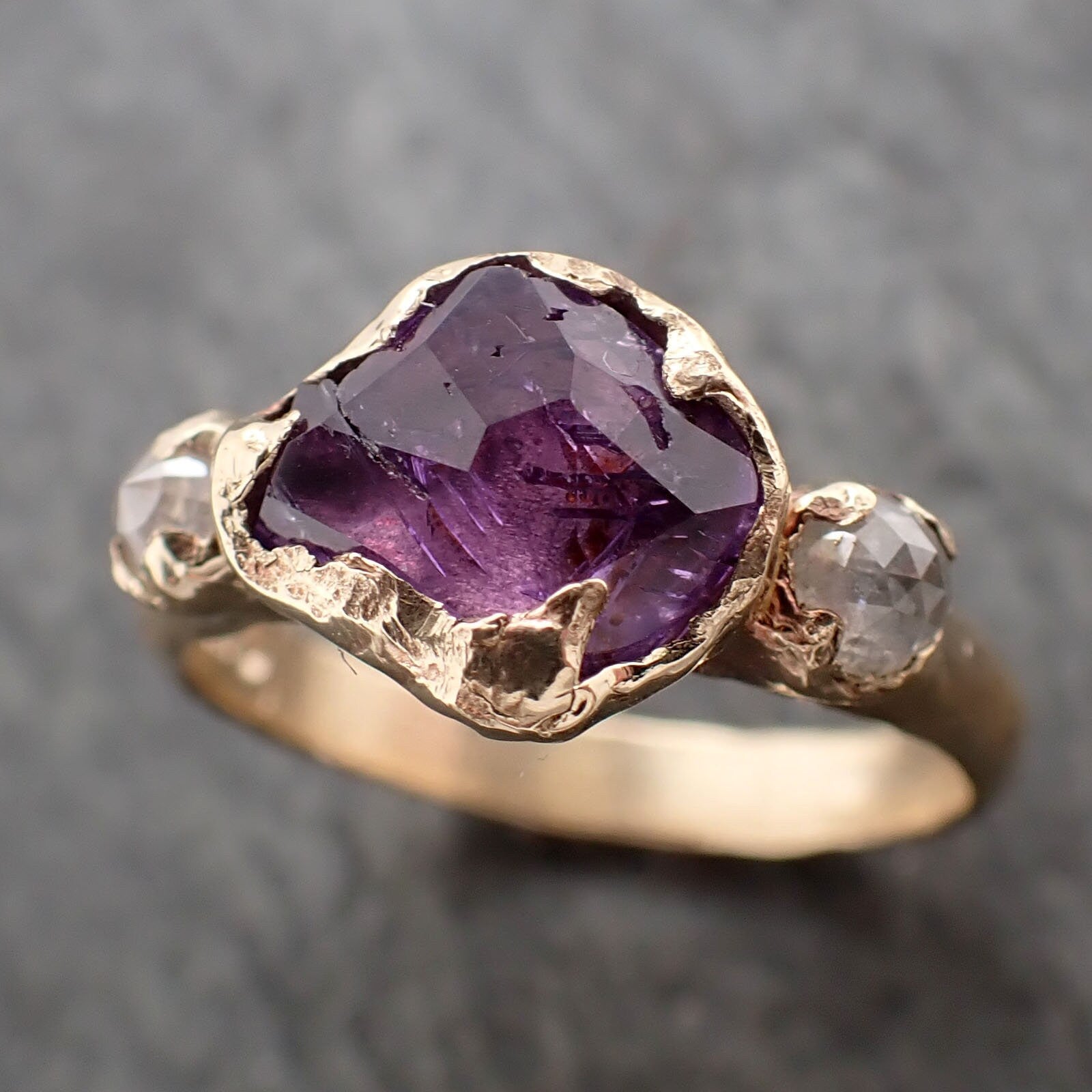 Purple Sapphire Ring Emerald Cut Three Stone Engagement Ring Unique  Engagement Ring With Color Change Gemstone Purple Stone Ring - Etsy