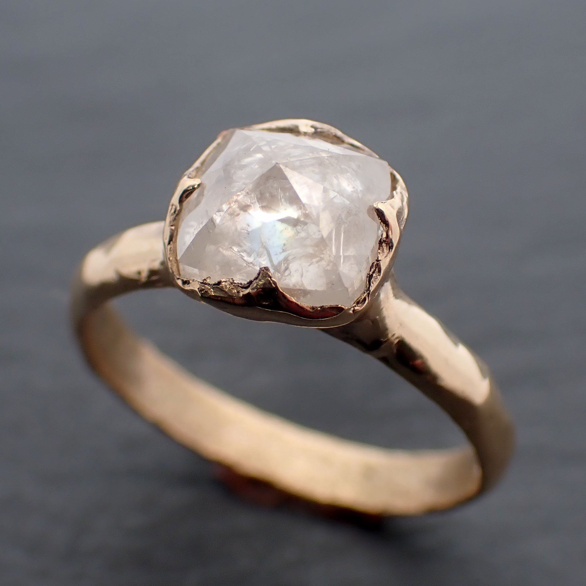Fancy cut white Diamond Solitaire Engagement 18k yellow Gold Wedding Ring byAngeline 3277