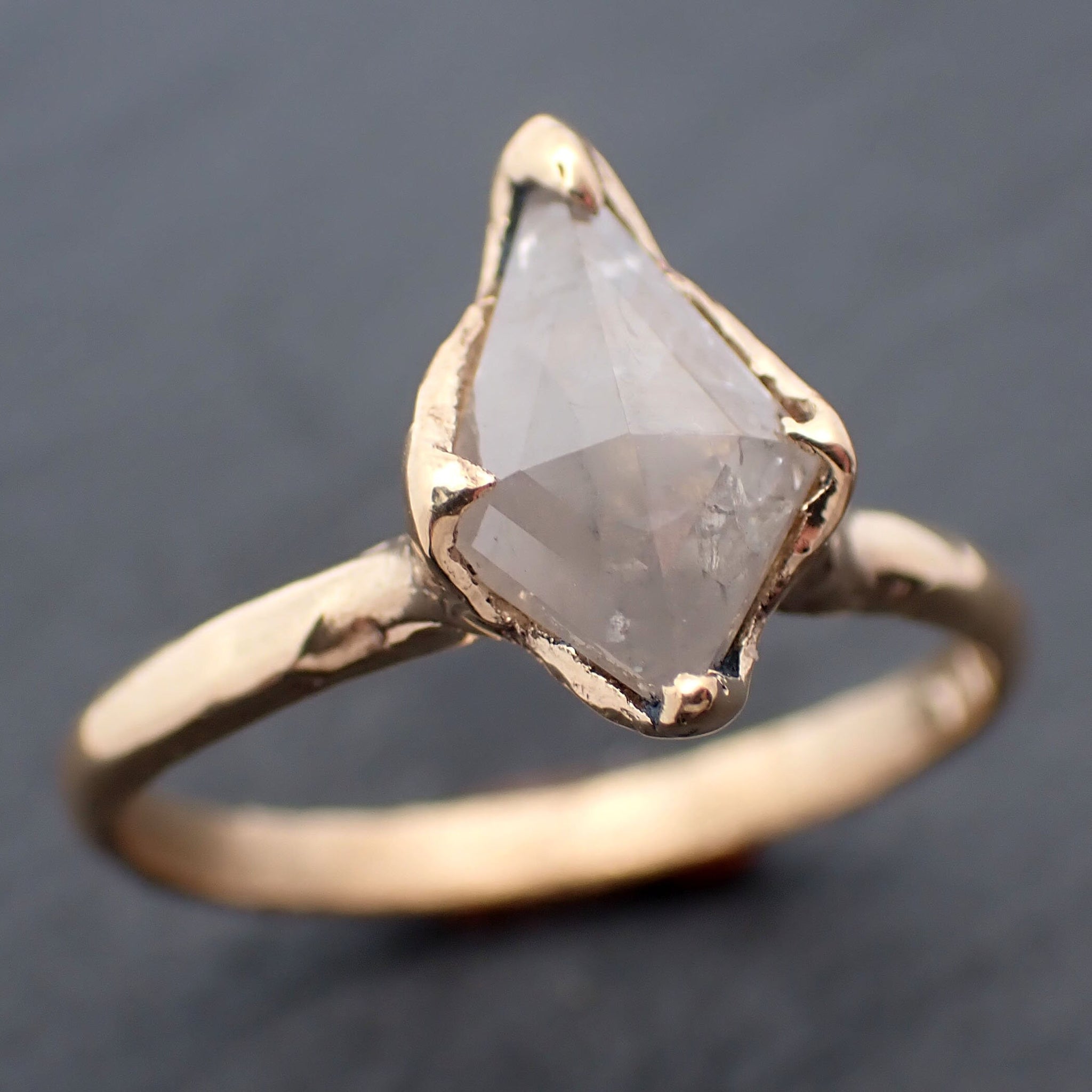 Fancy cut white Diamond Solitaire Engagement 18k yellow Gold Wedding Ring byAngeline 3284