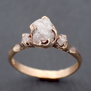 Raw Diamond Yellow 14k gold multi stone Engagement Wedding Rough Diamond Ring 3300