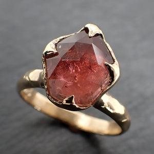 Fancy cut pink Tourmaline Gold Ring Gemstone Solitaire recycled 14k yellow gold statement 3314