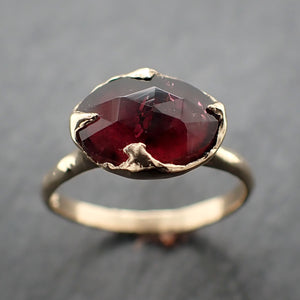 Fancy cut red Tourmaline Gold Ring Gemstone Solitaire recycled 14k yellow gold statement 3315