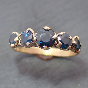 Fancy cut blue sapphire 18k Yellow Gold Engagement Wedding or Occasion Ring Gemstone Ring Multi stone Ring 3280