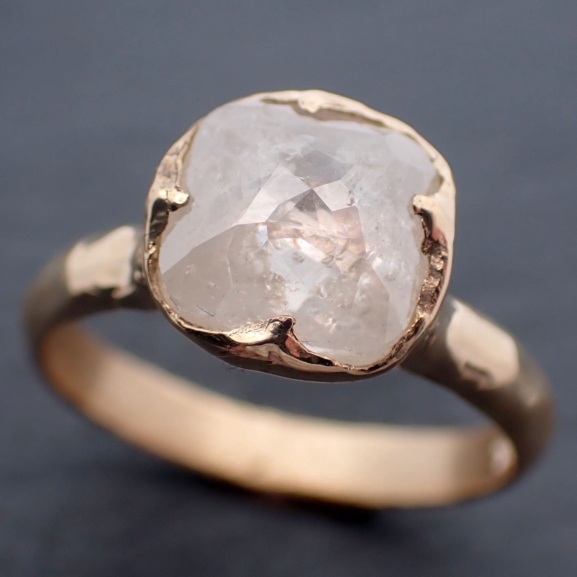 Fancy cut white Diamond Solitaire Engagement 18k yellow Gold Wedding Ring byAngeline 3281
