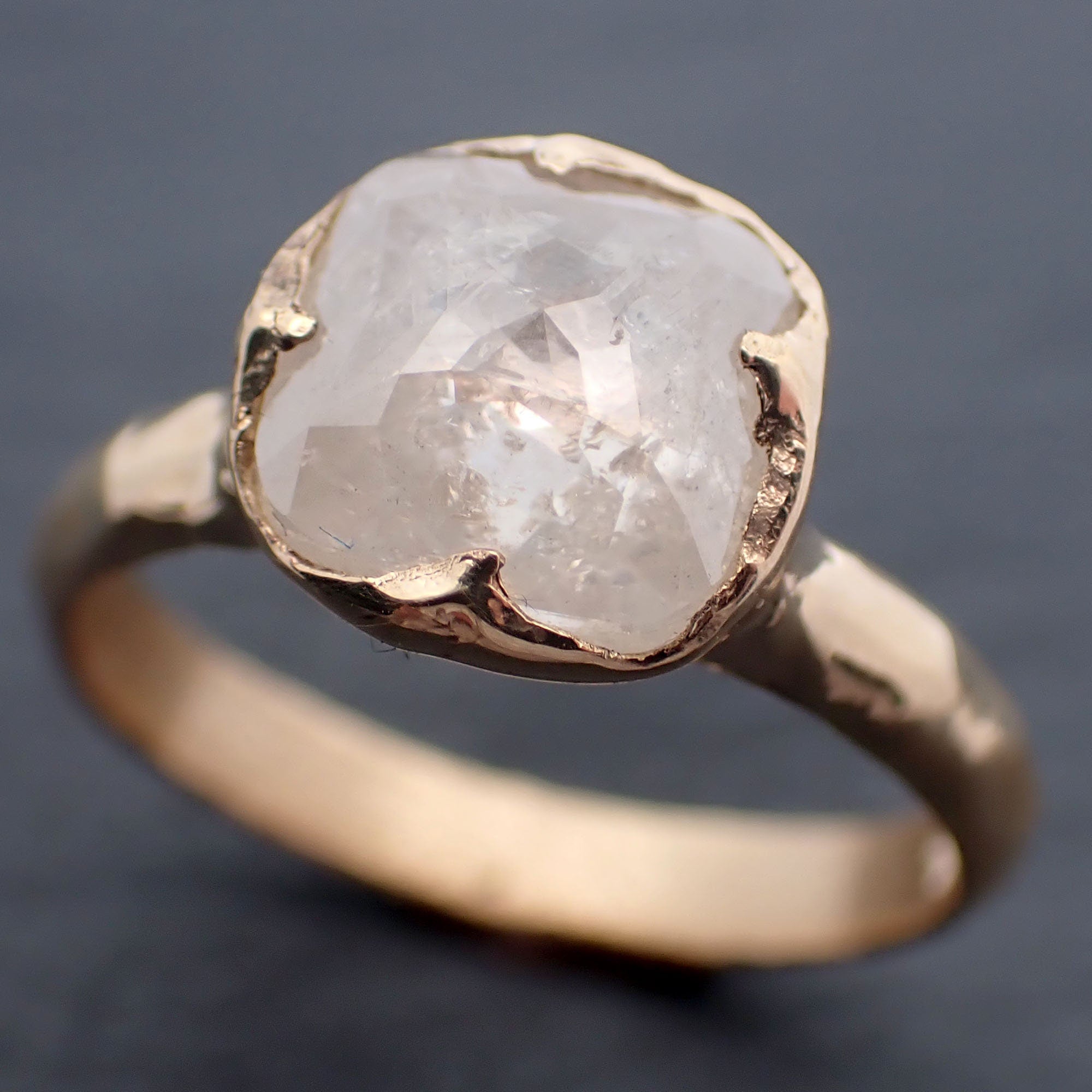 Fancy cut white Diamond Solitaire Engagement 18k yellow Gold Wedding Ring byAngeline 3281