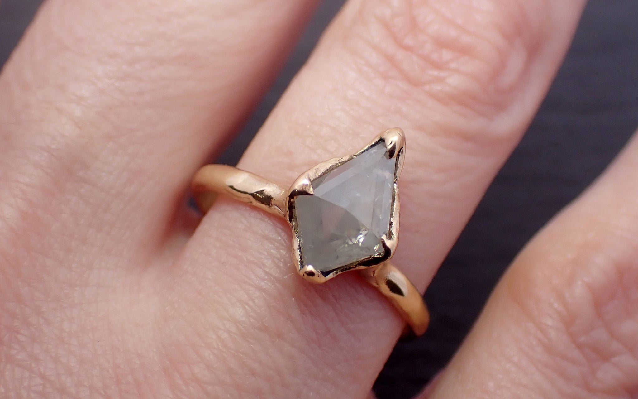 Fancy cut white Diamond Solitaire Engagement 18k yellow Gold Wedding Ring byAngeline 3284