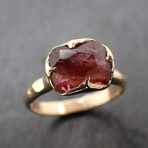 Fancy cut pink Tourmaline Gold Ring Gemstone Solitaire recycled 14k yellow gold statement 3311