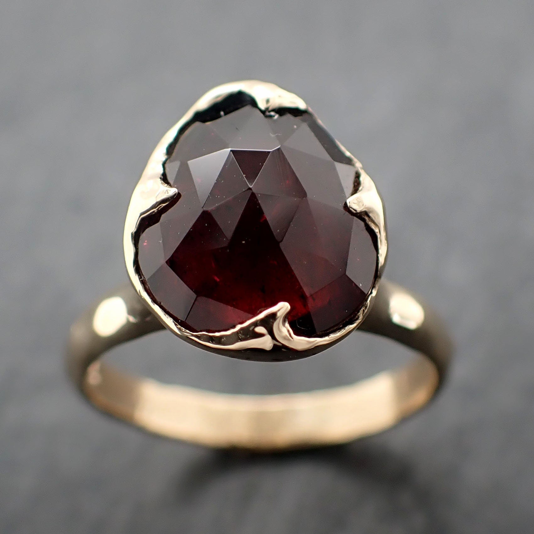 Fancy cut red Tourmaline Gold Ring Gemstone Solitaire recycled 14k yellow gold statement 3312