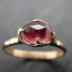 Fancy cut pink Tourmaline Gold Ring Gemstone Solitaire recycled 14k yellow gold statement 3313